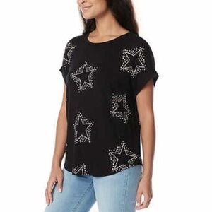 Buffalo by David Bitton Women's Black Short Sleeve Stars Print Shirt size S